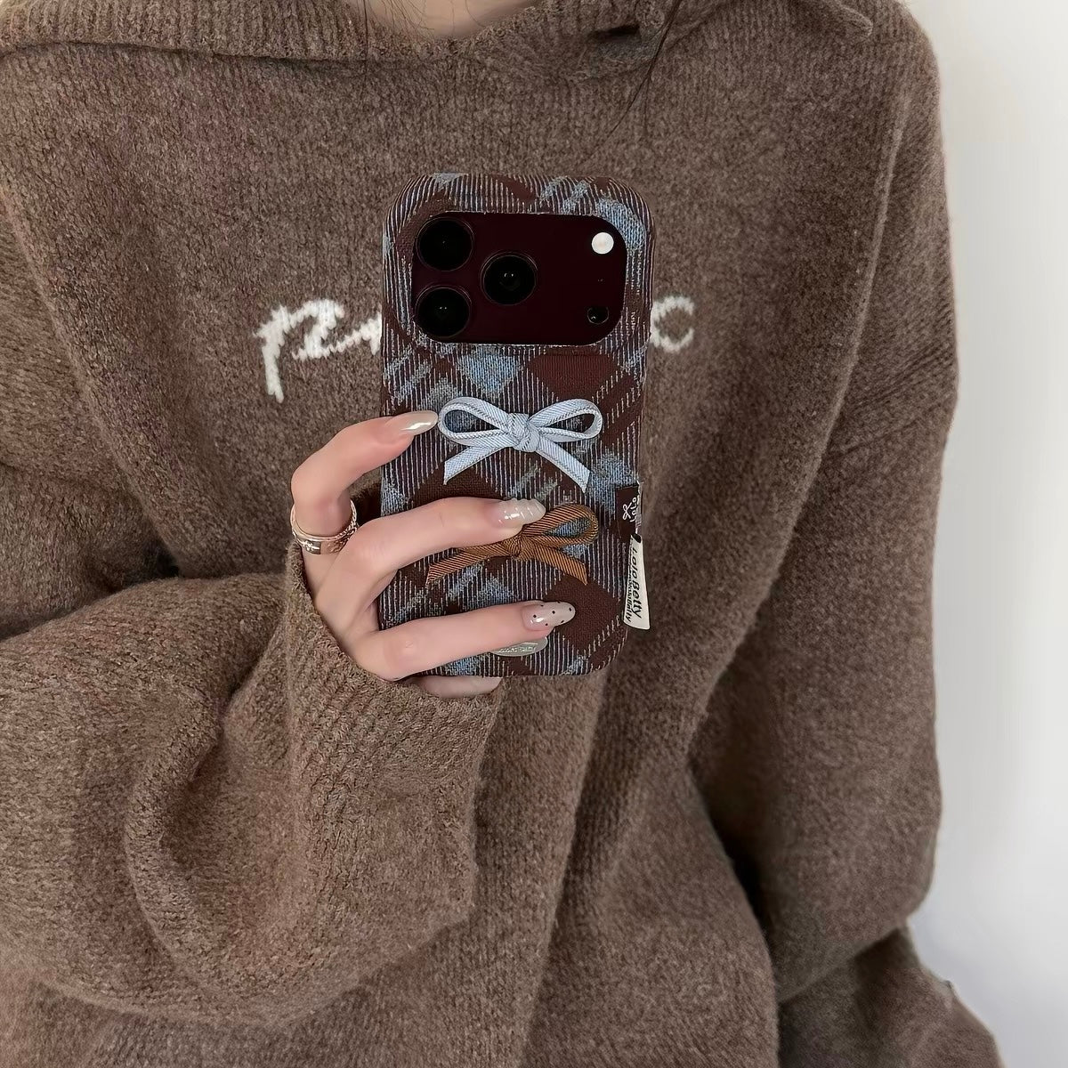 Cozy plaid burgundy case