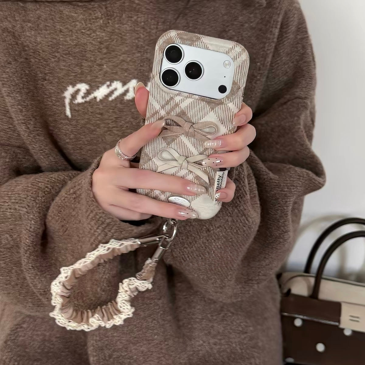 Cozy plaid khaki case