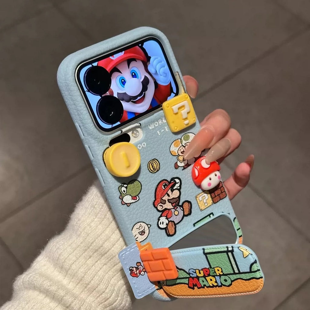 Cute Super Mario game iPhone Leather Case