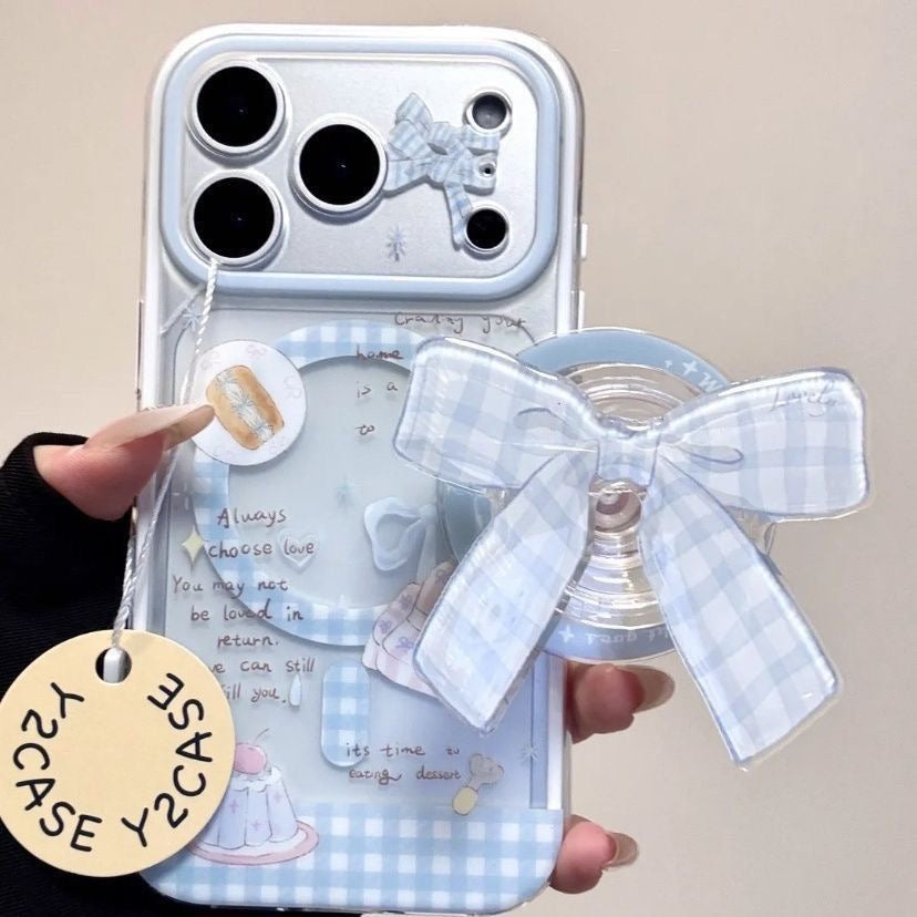 Ice Blue Bow iPhone Case – Coquette Style