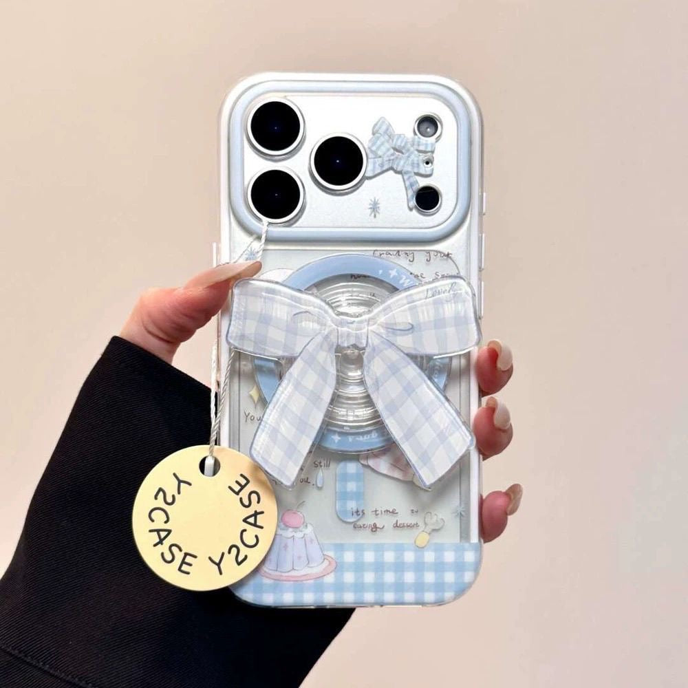 Ice Blue Bow iPhone Case – Coquette Style