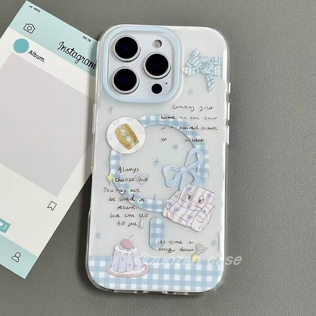 Ice Blue Bow iPhone Case – Coquette Style