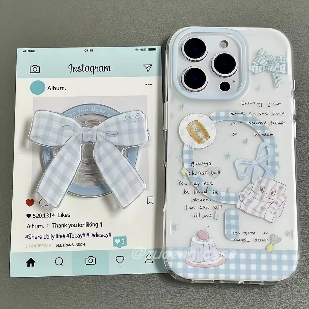 Ice Blue Bow iPhone Case – Coquette Style