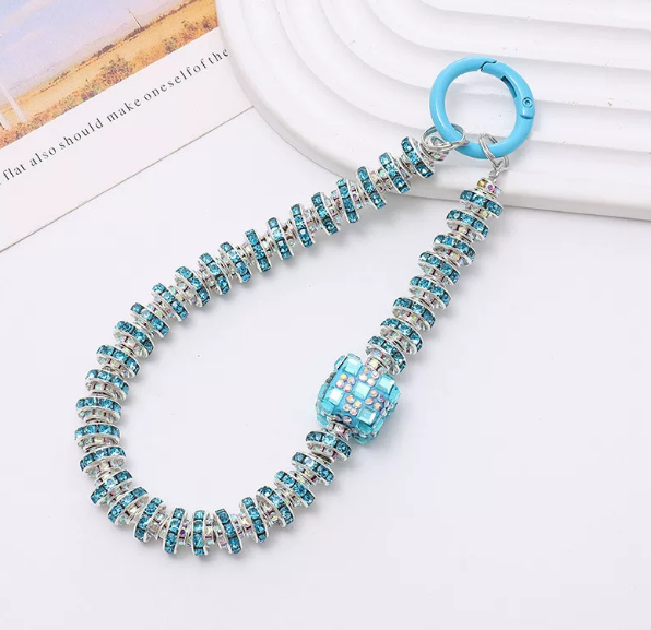Cute icy blue star case set with sticker and beaded charm by Caseko