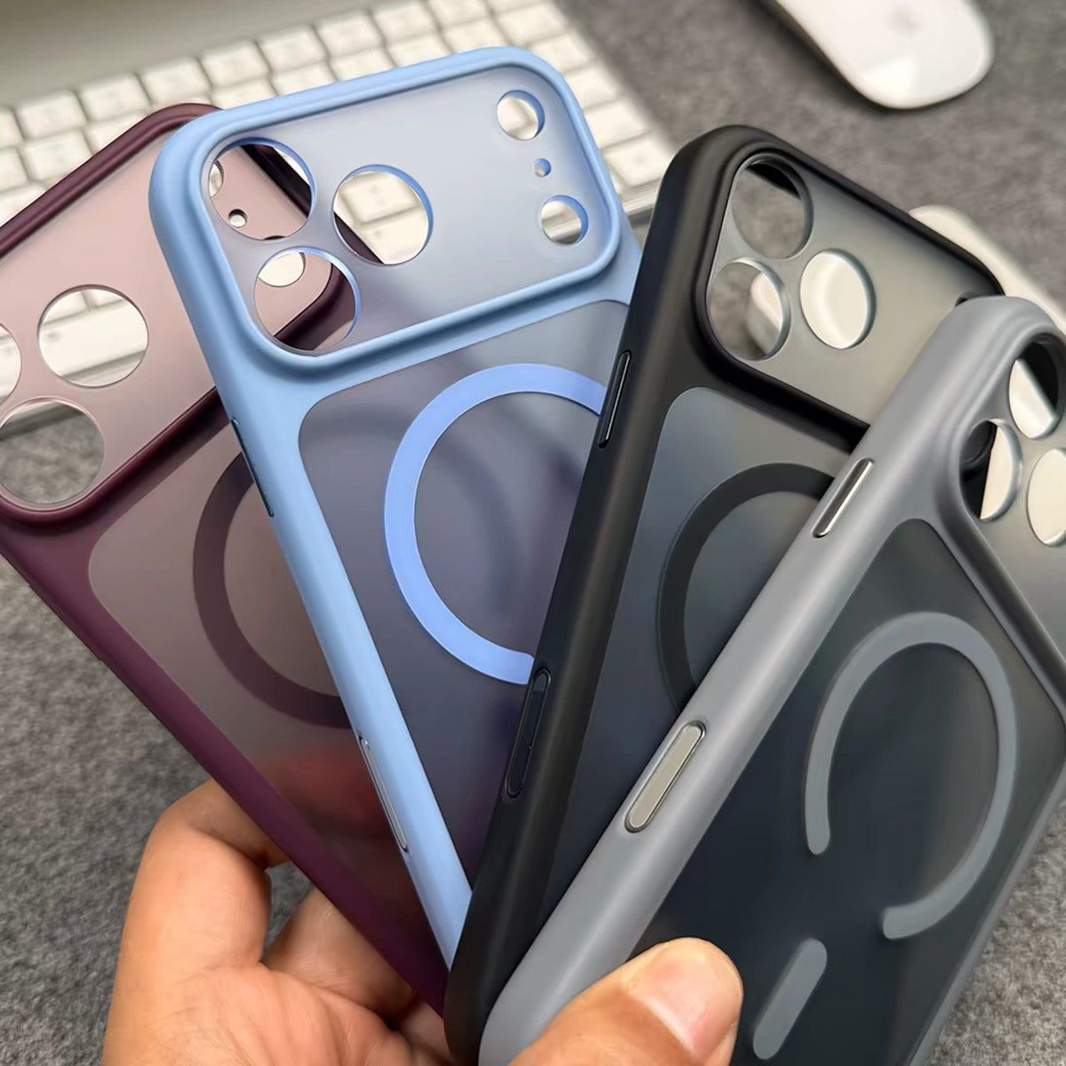 Soft tinted iPhone case in a transparent color, angled view