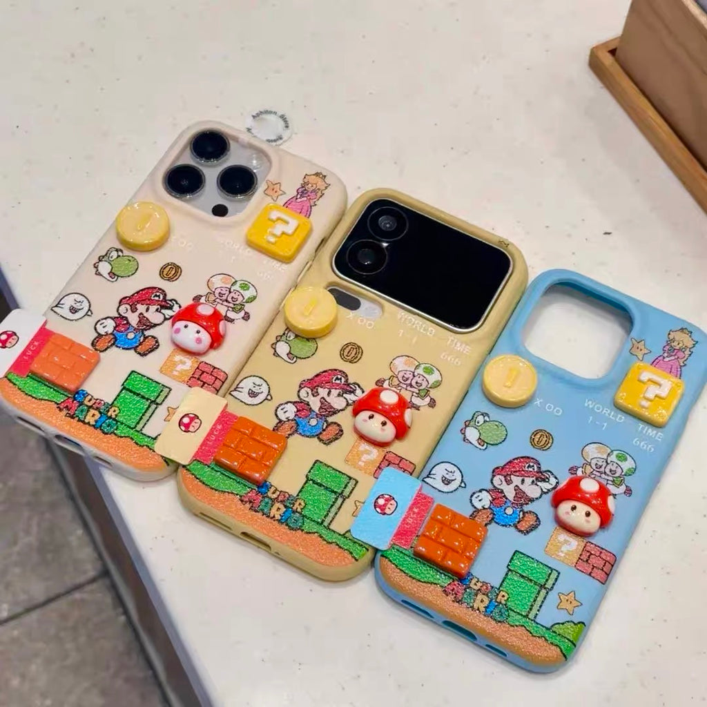 Leather Super Mario label stand cartoon Phone Case | Caseko