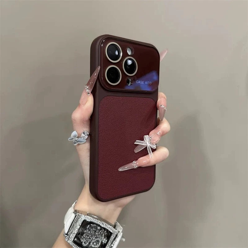 Ins autumn and winter retro lychee leather premium pattern