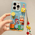 Phone case with Super Mario design held by a hand against a neutral background