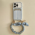 Blue striped case with Floral Lanyard, variant for iPhone 13 Pro Max