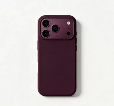 Soft-touch silicone case, Deep Cherry option, variant for iPhone 17