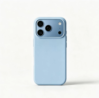 Soft-touch silicone case, Light Blue option, variant for iPhone 17