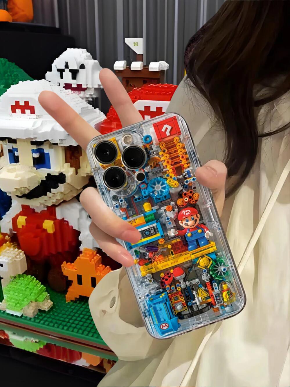 mario, super mario, nintendo, transparent iphone case, clear phone case, mechanical design, character case, gaming phone case, gamer gift, mario bros
